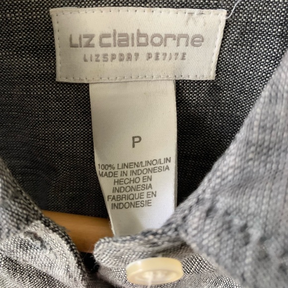 100% Linen Button-Down Petite Top - Picture 5 of 5